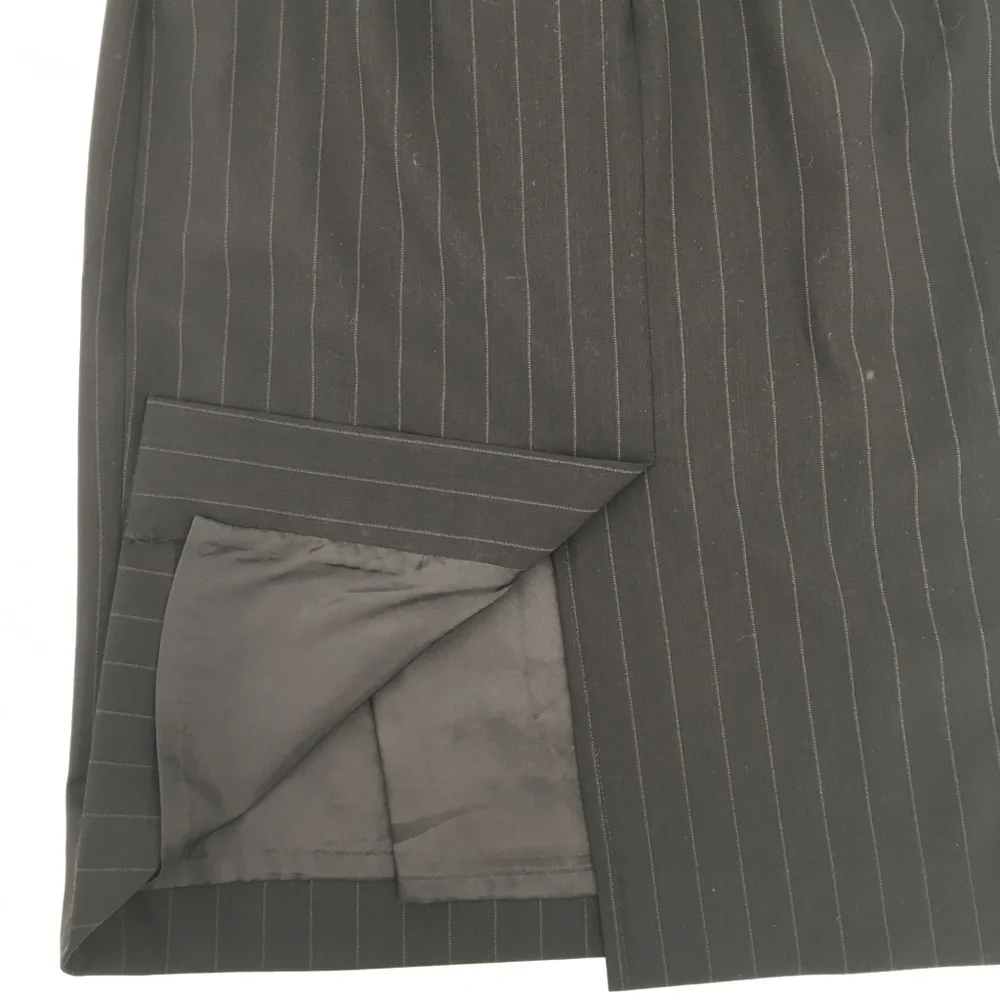 Max Mara Pinstriped Wool Skirt Black Size 4 - Picture 7 of 9